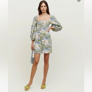 Reformation Greyson‎ Hillside Floral Linen Mini Dress